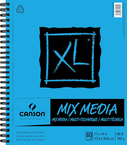 Canson XL Series Mixed Media Pad, Side Wire, 11x14 inches, 60 Sheets – Heavyweight Art Paper for Watercolor, Gouache, Marker, Painting, Drawing, Sketching - Crafty Corner
