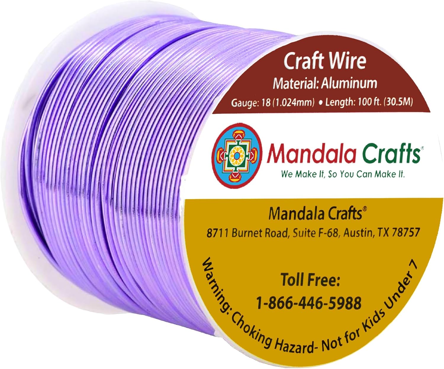 Mandala Crafts 18 Gauge Anodized Aluminum Craft Wire for Jewelry Making - 100 FT Colored Flexible Lavender Wire - Bendable for Bonsai Armature Crafting Sculpting - Crafty Corner