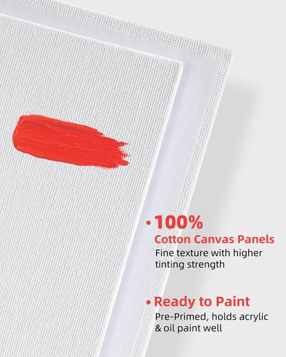 Simetufy 12 Pack 8x8 Inch Painting Canvas Panels Blank Square Canvas Boards for Painting, 8oz Gesso Primed Acid-Free 100% Cotton for Acrylics Paints