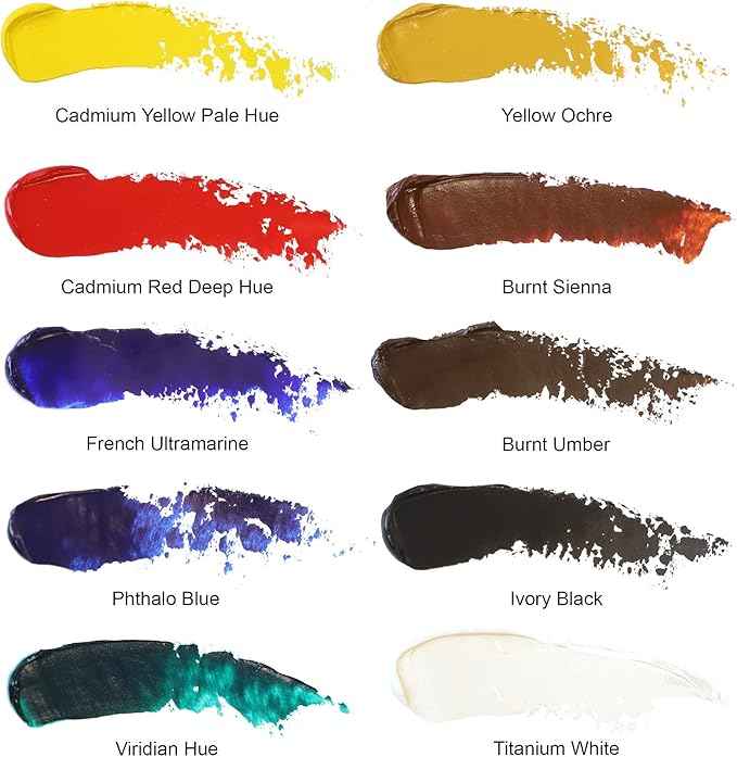 Winsor & Newton 1490697 Winton Oil Paint, Fine High-Quality Oil Paint, Even Consistency, Lightfast, High Coverage, Rich in Colour Pigments - 10 Oil Paint Set in 21 ml Tubes