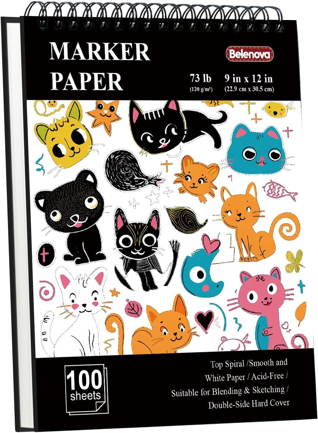 Belenova 9" x 12" Marker Paper Pad, 100 Sheets Bleedproof Sketchbook for Alcohol Markers - 73lb/120gsm Art Supplies for Drawing & Coloring (Kids/Adults). - Crafty Corner