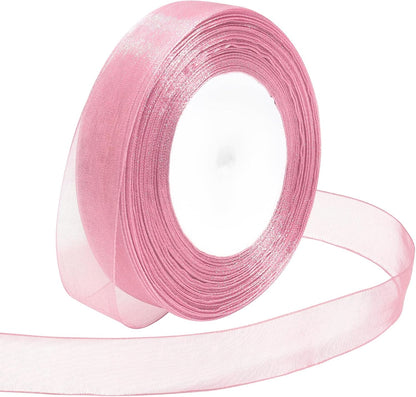 Ribbon for Gift Wrapping 3/4 inch Rose Gold Sheer Organza Ribbon for Flower Bouquet Tulle Thin Chiffon Ribbons for Wedding Invitations Christmas Halloween Presents Decorations Crafts 50 Yards - Crafty Corner