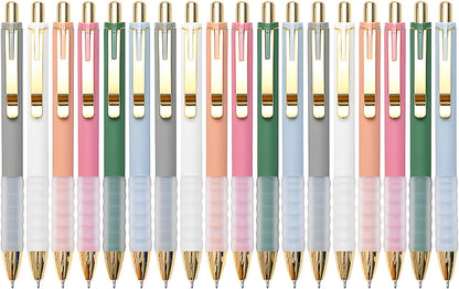 Linbsunne Ballpoint Pens Black Medium Point 1mm with Super Soft Grip Ball Point Pen for Men Women Retractable(gold-18 pcs)