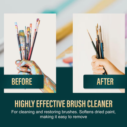Oil Paint Brush Cleaner and Restorer - Paintbrush Cleaner for Acrylic, Oil, and Glass Paints-Biodegradable, Non-Toxic, Odorless, Eco-Friendly, Quick-Clean Formula Paint Remover (8 Fl Oz)