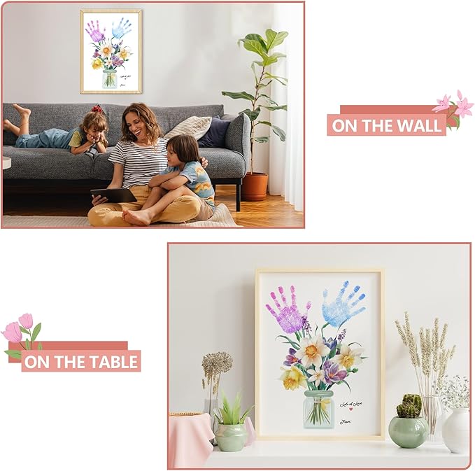 HiFulerr Unique Grandma Gifts - Handprint Flower Crafts from Kids, Wall Decorations & Custom Valentines Day Gifts for Mom Mother Parents from Daughter, Personalized Birthday Gift for Grandma Nana abuela