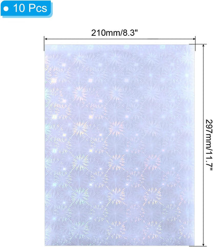 PATIKIL 11.7x8.3" Holographic Sticker Paper, 10Sheets A4 Polypropylene Self-Adhesive Transparent Waterproof Laminate Overlay Film for Photo Cards Scrapbook Decorations, Blossom