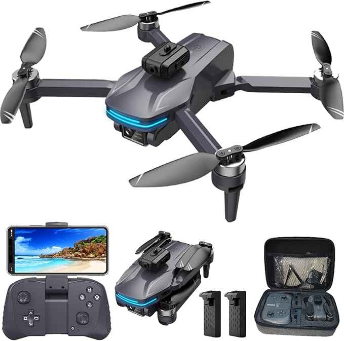 Remote Control FPV Drone with 1080P Camera for Kids and Adults Beginners, Foldable Quadcopter with Carrying Case, Adjustable Len, Gestures Selfie, Brushless Motor, Altitude Hold, 3D Flips, Voice Control, One Key Take Off/ Land, Waypoint Fly, Optical Fl...