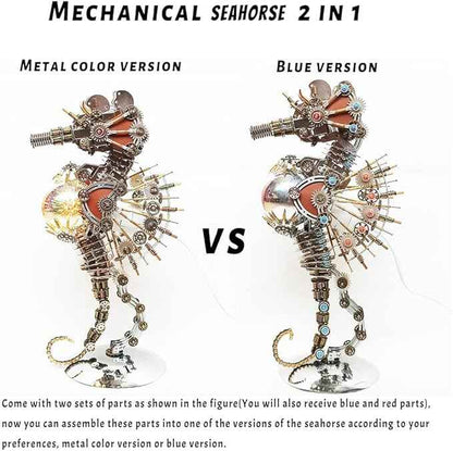 Meatalkitor 3D Puzzle Steampunk Seahorse Lamp - 2100PCS Metal Mechanical Model Kit with 16 Color Planet Light - Perfect Room Decor and Gift Choice (Firework LAMP)