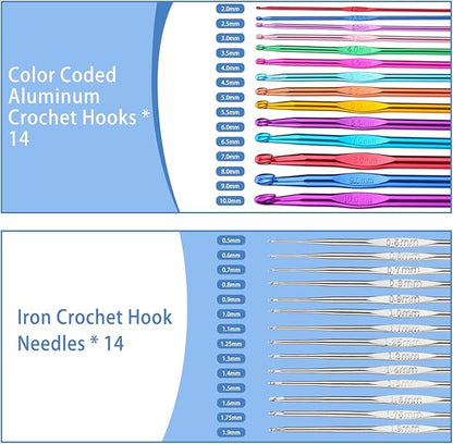 IMZAY Crochet Hooks Set for Beginners, 90Pcs Ergonomic Crochet Kit with Case, Stitch Markers & Blunt Needles, Arthritis-Friendly, Complete Knitting Accessories for Crochet Lovers
