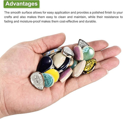 MECCANIXITY 100g Ceramic Mosaic Tiles for Crafts Bulk, Small Raindrop Multicolor Ceramic Tiles for Mosaic Kits Garden Stepping Stone Cup Mat