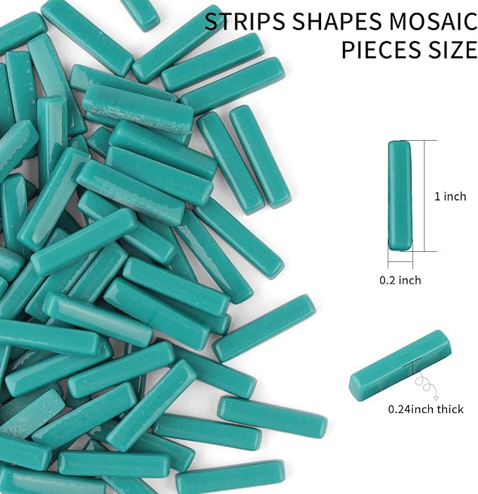 Youway Style Strips Mosaic Tiles for Crafts Bulk,150g Teeal Mosaic Glass Pieces for Crafts DIY Mosaic Art Decor,Mosaic Kit Supplies
