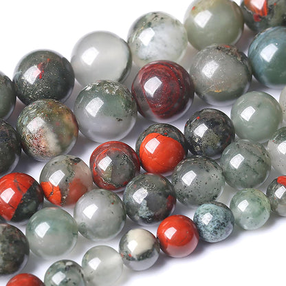 12MM Natural African Bloodstone Gemstone Round Beads Loose Spacer Stone Beads for Jewelry Making 32pcs 1 Strands 15"
