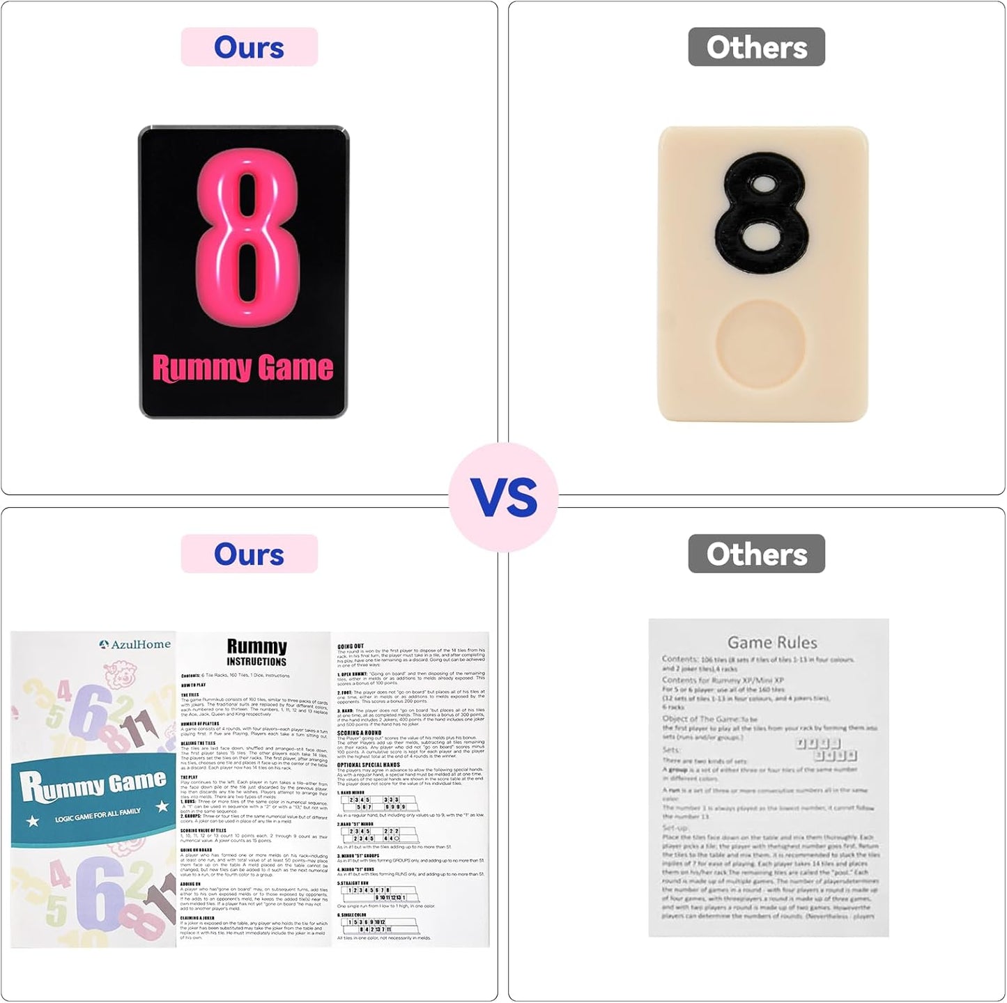 Rummy Cube 6 Player Edition with 6 Wooden Racks 160 Acrylic Tiles (1.5'') Rummy Game with Bag 6 Player Travel Size Rummy Game Large Number Rummy Tiles Game Set for Family Classic Board Games (Black)