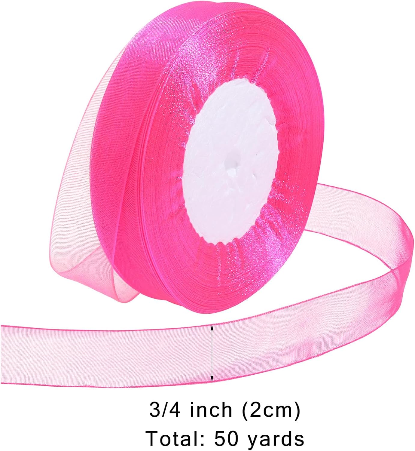 Ribbon for Gift Wrapping 3/4 inch Hot Pink Sheer Organza Ribbon for Flower Bouquet Tulle Thin Chiffon Ribbons for Wedding Invitations Christmas Halloween Presents Decorations Crafts 50 Yards - Crafty Corner