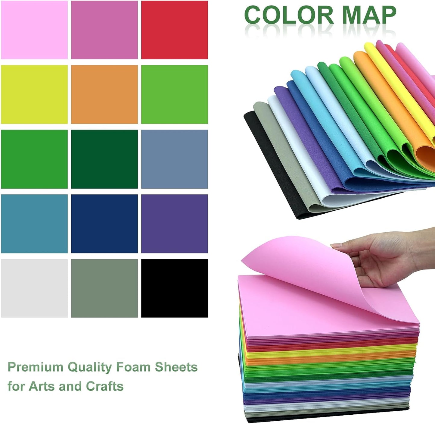 60 Pack EVA Foam Sheets, 12 x 8 Inch, 1mm Thick, Assorted 15 Colors Crafting Sponge Foam Paper for School Scrapbooking and DIY Craft Projects - Crafty Corner