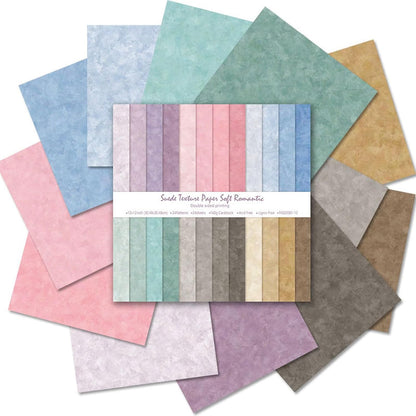 Scrapbook Paper 12x12, Double-Sided Suede Textured Scrapbook Paper Set 24 Sheets/ 24 Designs, Bohemian Patterned Craft Paper for Junk Journals Greeting Cards Album Decoration (Soft Romantic, 12x12 in) - Crafty Corner