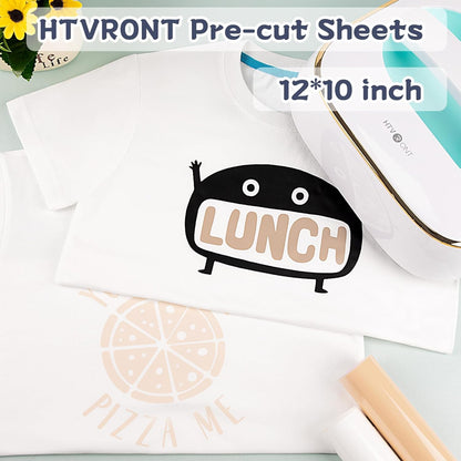HTVRONT Skin Tone HTV Vinyl Heat Transfer Vinyl Bundle-13 Pack Brown HTV Sheets 10 Assorted Colors Iron on Vinyl with PTFE Sheet