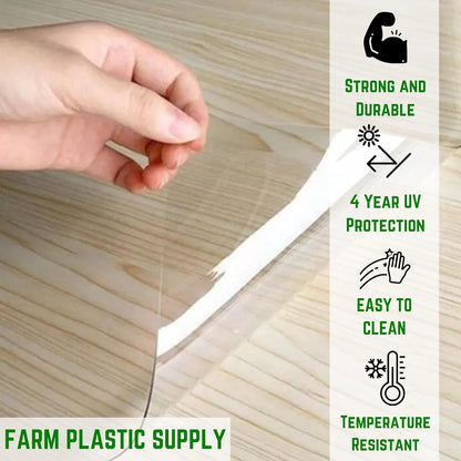 Farm Plastic Supply - Clear Vinyl Sheeting - 15 Mil - (4' 6" x 7') - Vinyl Plastic Sheeting, Clear Vinyl Sheet for Storm Windows, Covering, Protection, Tablecloth Protector
