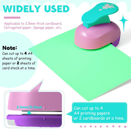 CHENGU 16 Pcs Craft Holes Punch Paper Punchers Scrapbook Punches with Craft Sticker Paper, Round, Star, Square, Heart, Flower, Wave Circle Shape (1 Inch,Christmas) - Crafty Corner
