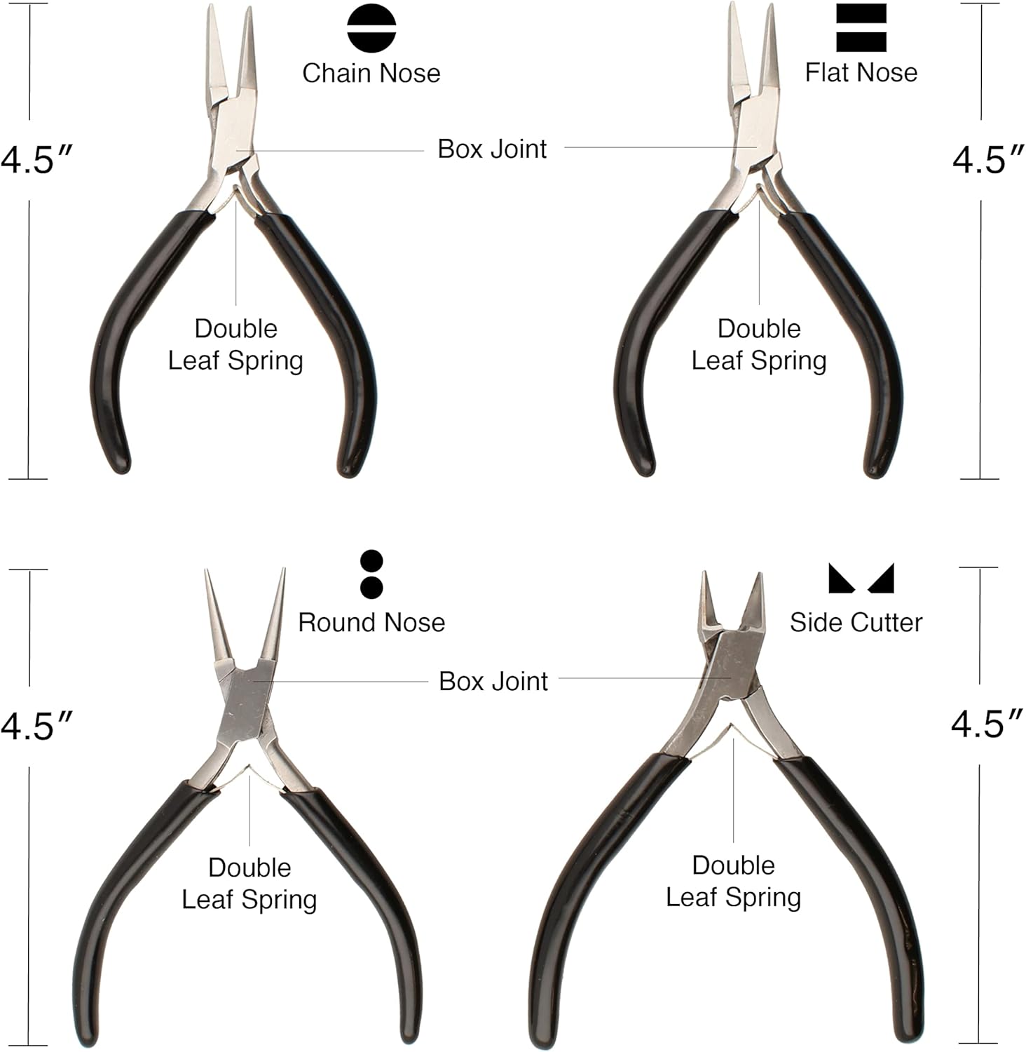 The Beadsmith Slim Line Pliers Set – Extra Fine Tips – 4.5 Inches, 4-Pieces: Round Nose, Chain Nose, Flat Nose & Semi-flush Side Cutter – Leatherette Carrying Case Included – Tools for Jewelry Making - Crafty Corner