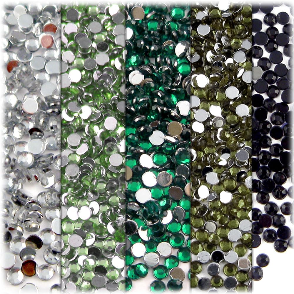 The Crafts Outlet 5-PK Set (7,200-Piece), Round 3mm Rhinestones, Flatback, Red Tones - Crafty Corner