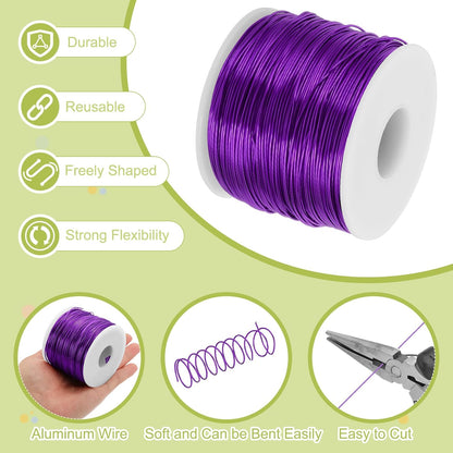 MECCANIXITY 18 Gauge Anodized Aluminum Craft Wire Bendable Bonsai Training Wire 492 Feet 1mm for Sculpting Crafts Wreath Floral Beading Jewelry Making, Purple