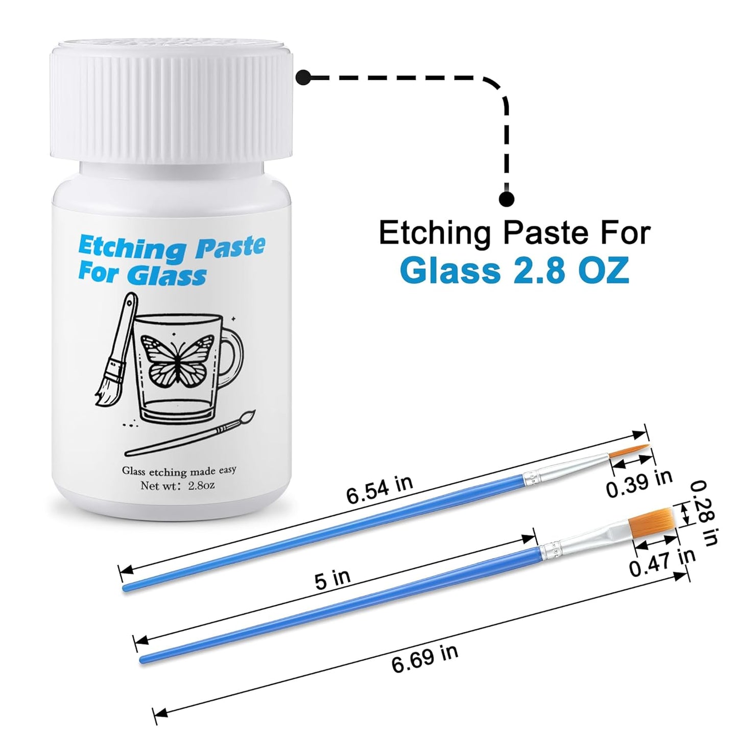 Glass Etch Starter Cream Kit for Intricate Designs Etching Art Cream(2.8 Oz) Etching Paste DIY Art Craft Supplies Create Permanently Stunning Etched Designs for Mirrors Windows Glass