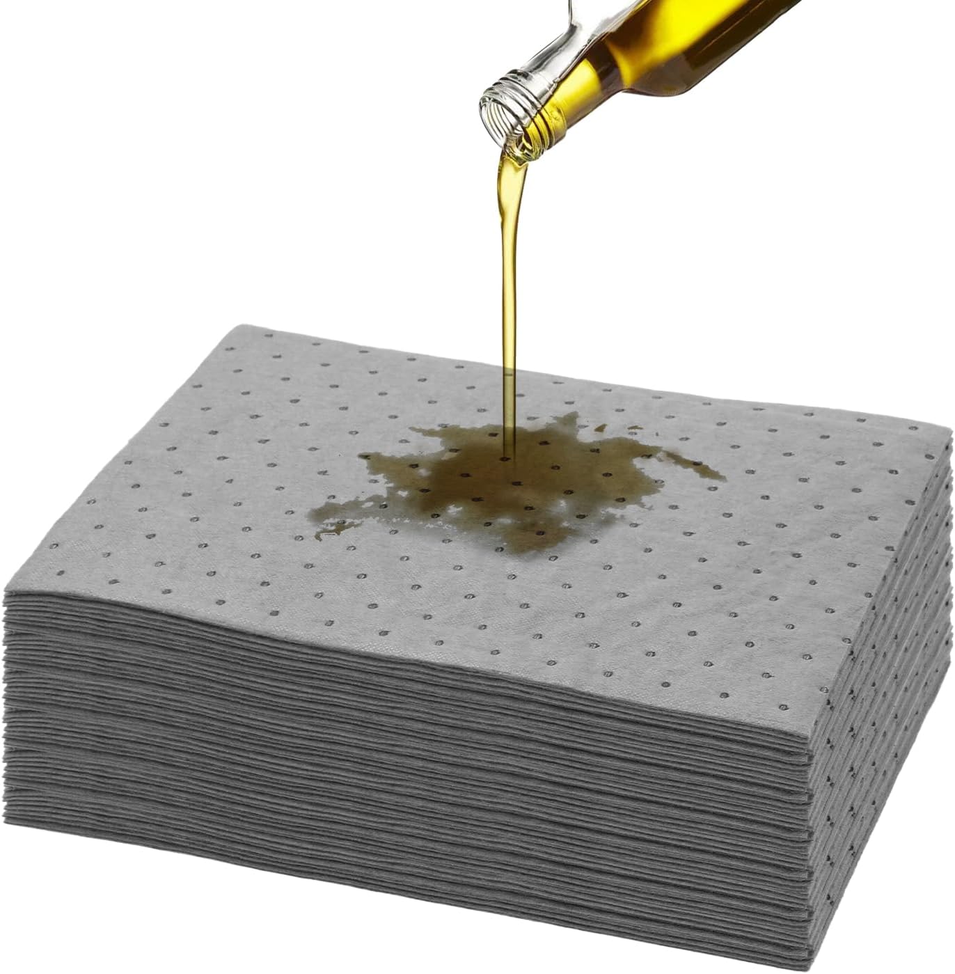 Oil Absorbent Pads Weight Dimpled Pad Garage Accessories Water Absorbent Mat Oil Spill Mat for Oil-Based & Water-Based Fluids Absorbing & Protecting Home Garage Basement (Gray,9.8'' x 13'') (50PCS)