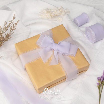 Ribbli Lilac Purple Chiffon Ribbon 1-1/2 inch x 20 Yard Handmade Fringe Chiffon Silk Ribbon,Lilac Ribbon for Wrapping, Wedding Invitations, Bridal Bouquets, Home Decor - Crafty Corner