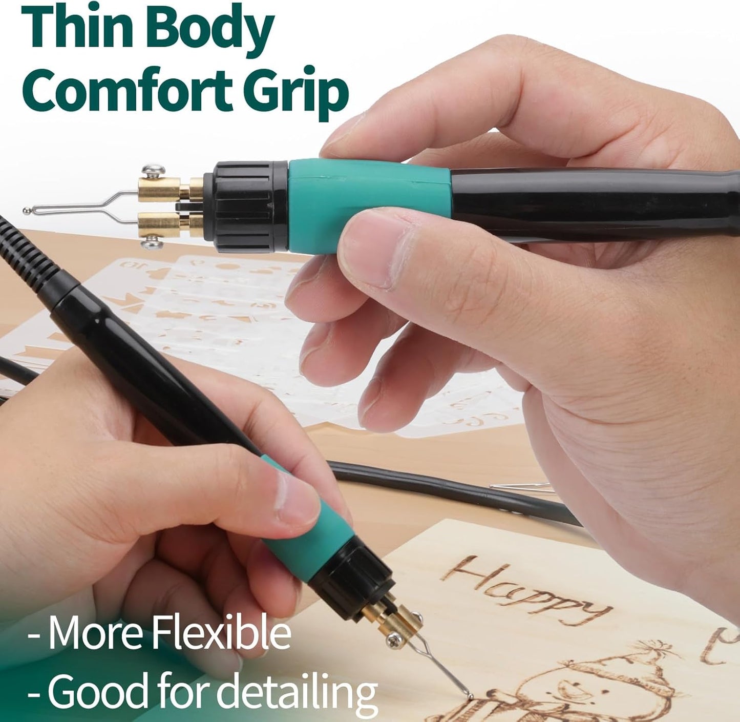 YIHUA 939-V Wood Burning Pen Wood Burning Kit with 23 Wire Nibs, Detachable Wood Burning Pen, 6 Wood Pieces, 6 Stencils, Tweezers Used as Wood Burning Tool - Crafty Corner