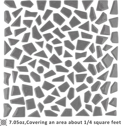 Youway Style Gray Glass Mosaic Tiles for Crafts Bulk,200g Broken Glass Pieces for Mosaic Art Crafts,Garden Mosaic Supplies