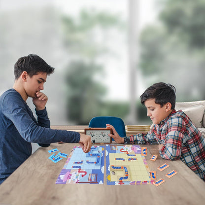 Logical Puzzle,Sequence Matching Game,with Cards（30 Scenes）,Classic Path Planning Toy,STEM Educational Toys,Family Game,Logic Labyrinth Games for Adults and Kids(2 Puzzles).