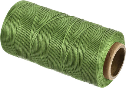 MECCANIXITY Waxed Thread,284 Yard 0.8mm 150D Flat Wax Thread Polyester Waxed String for Leather Sewing Hand Weaving Book Binding Home Decoration,Deep Green