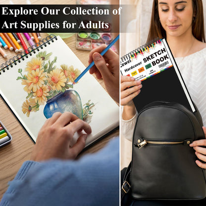 9" x 12" Sketch Book, Top Spiral Sketchbook, 100 Sheets Sketch Pad, (68 lb/100 GSM) Drawing Paper Pad, Drawing Pad for Kids, Artist Sketchbook for Drawing, Illustration & Art Supplies. - Crafty Corner