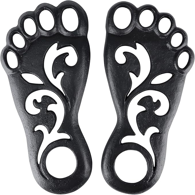 MDLUU Pair of Footprint Stepping Stone, Cast Iron Flagstone, Decorative Feet Stepping Stone for Garden Walkway, Flower Bed