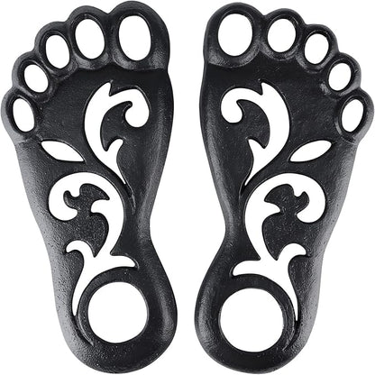 MDLUU Pair of Footprint Stepping Stone, Cast Iron Flagstone, Decorative Feet Stepping Stone for Garden Walkway, Flower Bed
