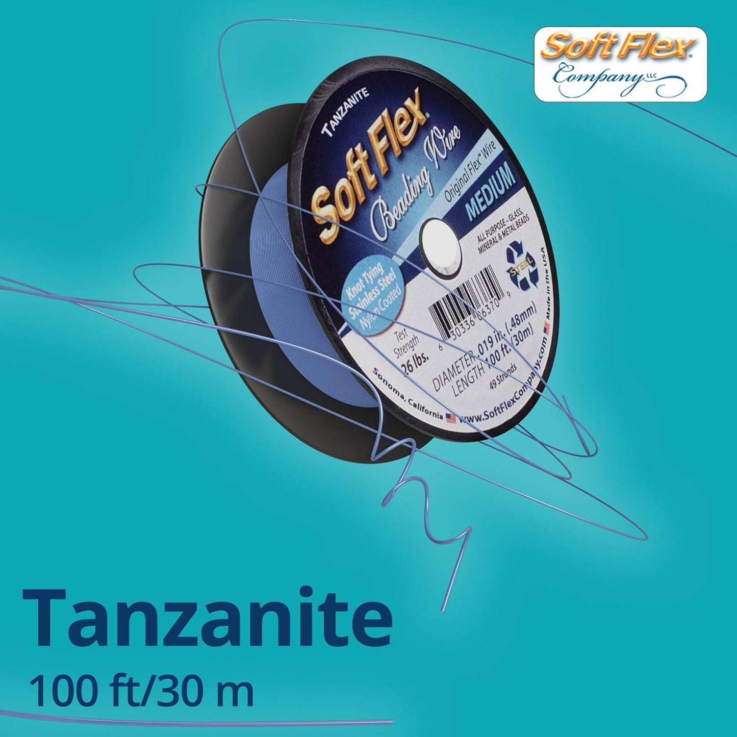 Soft Flex 49 Strand Beading Wire - Medium 0.19 Diameter - 100 Feet Nylon Design Wire - Crafty Corner
