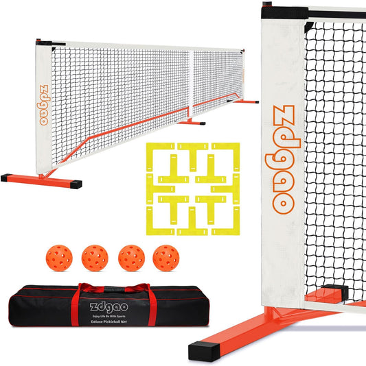 Zdgao Pickleball Set with Net for Driveway, 22 FT Regulation Size Pickle Ball Net Set with Pickleballs, Court Markers and Carry Bag, Steady Metal Frame for Outdoor, Indoor Court