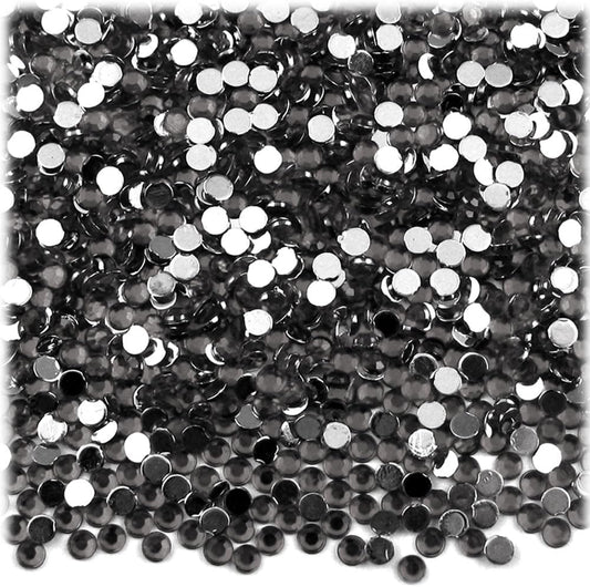 The Crafts Outlet 1,440pc Flatback Acrylic Rhinestones Round 3mm (10ss) Charcoal Gray - Crafty Corner