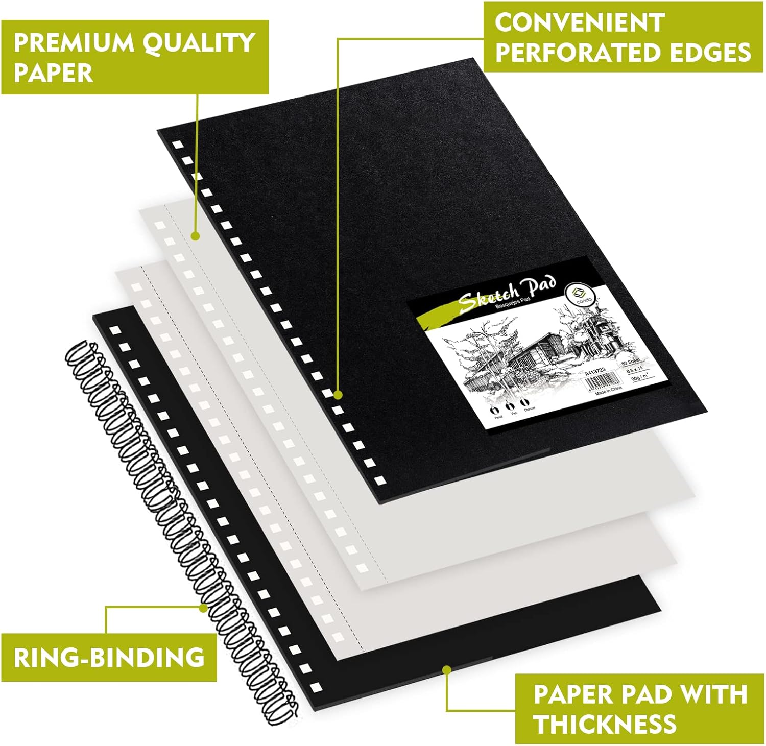 Conda 8.5"x11" Hardbound Sketch Book, Double-Sided Hardcover Sketchbook, Spiral Sketch Pad, Durable Acid Free Drawing Art Paper for Adults - Crafty Corner