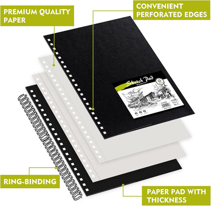 Conda 8.5"x11" Hardbound Sketch Book, Double-Sided Hardcover Sketchbook, Spiral Sketch Pad, Durable Acid Free Drawing Art Paper for Adults - Crafty Corner