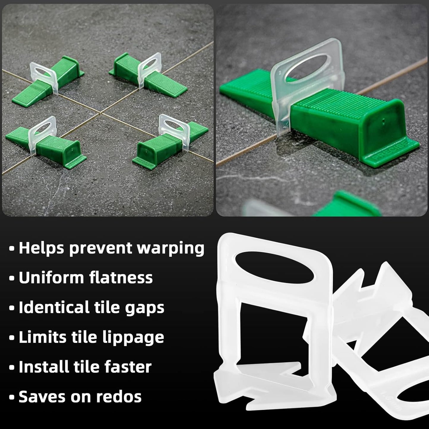 1/16” Tile Leveling System Spacers 4000 PCS Tile Leveling Clips Kit Prevent Tile lippage Leveler Spacers for DIY Professional Ceramic Tile and Stone Installation (1/16 IN, 4000)