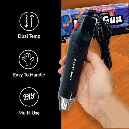 Craft Heat Gun for Crafts, 2-Speed 300W Mini Hot Air Torch Tool for Resin, Polymer Clay, Candle Making, Shrink Wrapping, Embossing, Epoxy Painting, Tumblers, and Bubble Busting in Art Projects - Crafty Corner