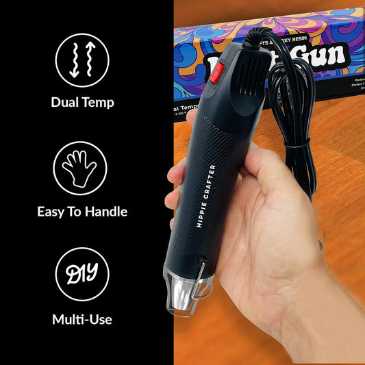 Craft Heat Gun for Crafts, 2-Speed 300W Mini Hot Air Torch Tool for Resin, Polymer Clay, Candle Making, Shrink Wrapping, Embossing, Epoxy Painting, Tumblers, and Bubble Busting in Art Projects - Crafty Corner