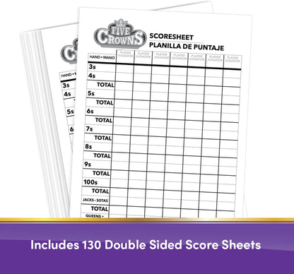 Five Crowns Scorepad – 130 Page Replacement Score Sheet, Card Game Score Card, Tracks 7 Players at Once, Gift for Kids, Birthday Gifts