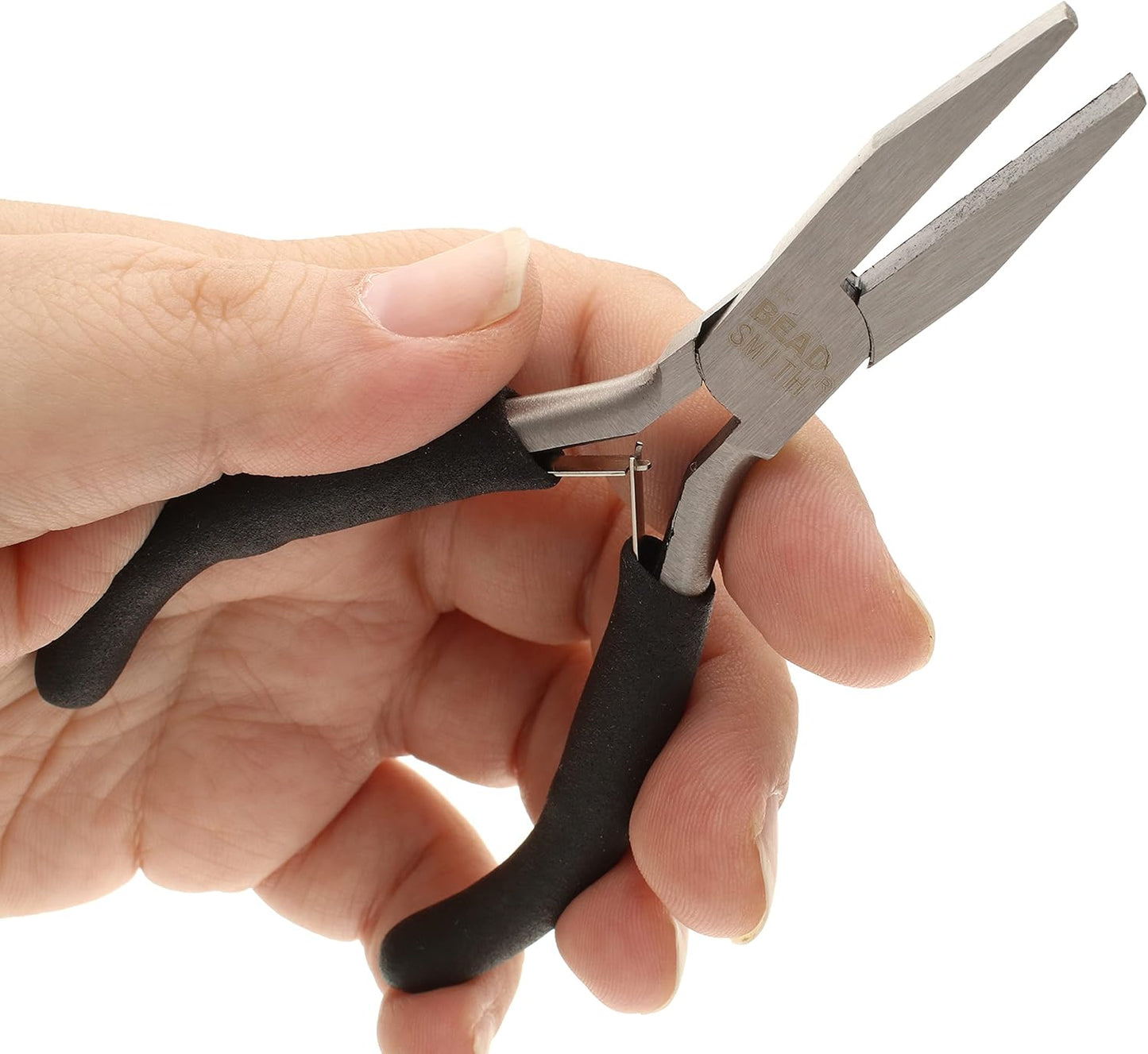 The Beadsmith Color-ID Flat Nose Plier – 5 inches (127mm) – Red Comfort Grip Handle – Polished Steel Head and Double-Leaf Spring - Tool for Jewelry Making - Crafty Corner