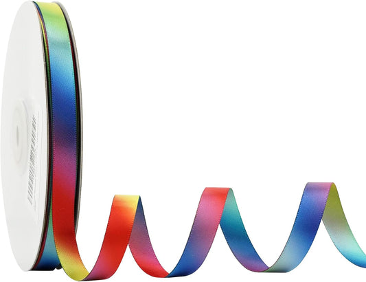 MEEDEE Rainbow Satin Ribbon - 3/8 inch Colored Ribbon for Crafts, Gift Wrapping, Birthday Party, Pride Party, Wedding Decorating - 50 Yards - Crafty Corner