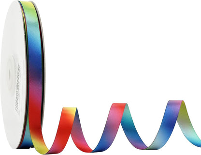 MEEDEE Rainbow Satin Ribbon - 3/8 inch Colored Ribbon for Crafts, Gift Wrapping, Birthday Party, Pride Party, Wedding Decorating - 50 Yards - Crafty Corner