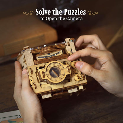 iDventure Cluebox PRO - Sherlock's Camera - Escape Room Game - sequential Puzzle Box - 3D Wooden Puzzle for Adults - Brain Teaser - Birthday Gift Gadget for Men and Women - Money Box