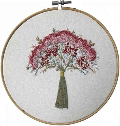 ZQB Haven Needle Point Kits Adults Full Range of Starter Including Instructions Stamped Cloth with Pattern Hoop Color Threads and Tools Art Projects(Flowers 5)
